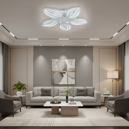 LED полилей с дистанционно управление ORCHID 66W, 5 венчелистчета, Студена/Топла/Неутрална светлина, Димируем, Бял LED полилей с дистанционно управление Default Title Alessandro Design