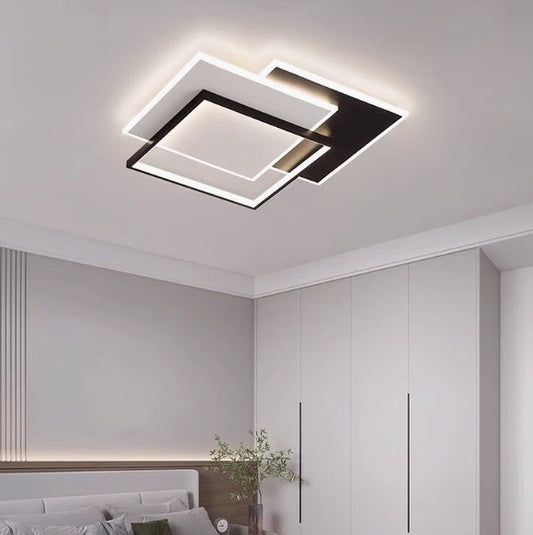 LED полилей с дистанционно CHIARA 98W, 3 квадрата, студена/топла/неутрална светлина, димируем, черен LED полилей с дистанционно управление Заглавие по подразбиране Alessandro Design