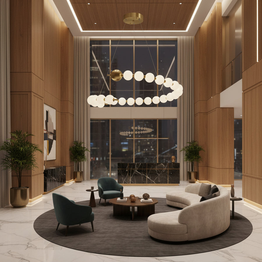 Aurelia 41W акрилен LED висящ полилей с дистанционно управление, димируем, 3000K/4000K/6000K, златни, метални и акрилни LED полилеи с дистанционно управление Заглавие по подразбиране Alessandro Design