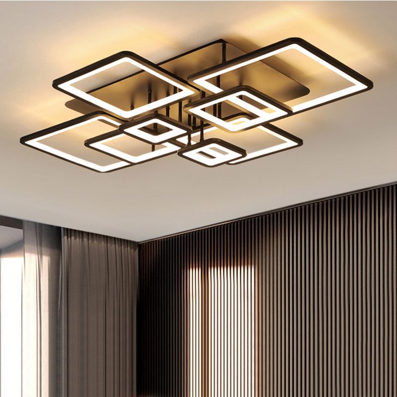 LED полилей с дистанционно управление ELLA 186W, 8 квадрата, студена/топла/неутрална светлина, димируем, черен LED полилей с дистанционно управление Заглавие по подразбиране Alessandro Design