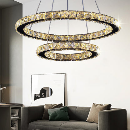 LED полилей с дистанционно управление и кристал PRISM LUMINIS 58W, 2 кръга, студена/топла/неутрална светлина, димиране, хром и бяло, регулируема височина LED полилеи с дистанционно управление Заглавие по подразбиране Alessandro Design