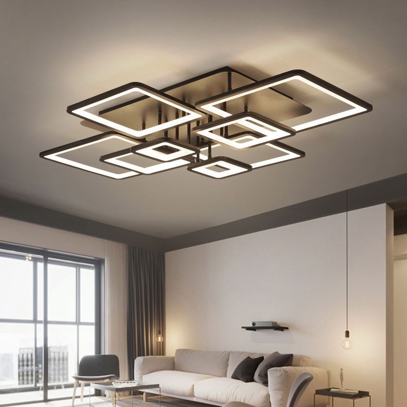 LED полилей с дистанционно управление ELLA 186W, 8 квадрата, студена/топла/неутрална светлина, димируем, черен LED полилей с дистанционно управление Заглавие по подразбиране Alessandro Design