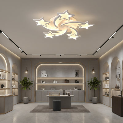LED полилей с дистанционно IPOMOEA 85W, 5 звезди, студена/топла/неутрална светлина, димируем, бял, метал и акрил
