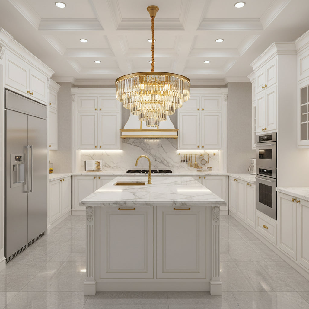 Кристален полилей CHAMBORD Eleganza 8xE14, диаметър 48 см, матово злато Кристални полилеи Заглавие по подразбиране Alessandro Design