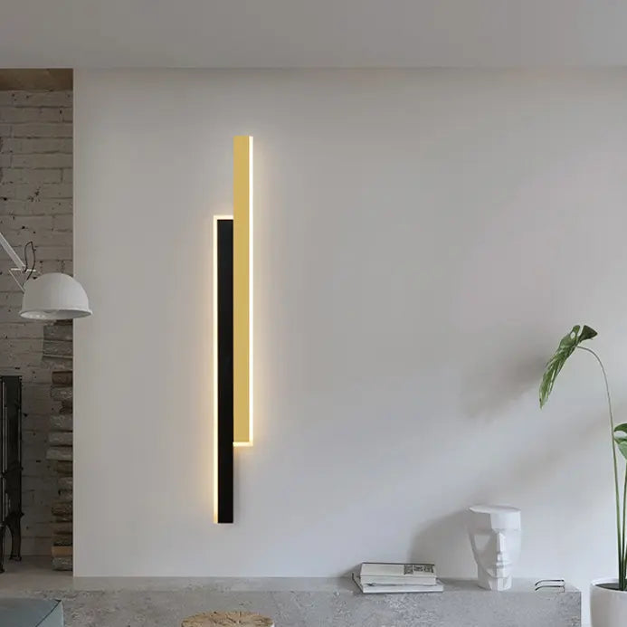 LINIUS LED полилей 29W, 2 елемента, линейна, топла/неутрална/студена светлина, златисто черни интериорни стенни лампи Заглавие по подразбиране Alessandro Design