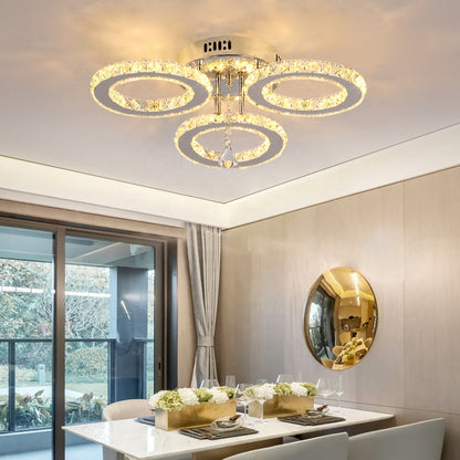 LED полилей с дистанционно управление и кристален ALANUBIS 40W, 3 кръга, студена/топла/неутрална светлина, димиране, лъскави хромирани кристални LED полилеи Заглавие по подразбиране Alessandro Design