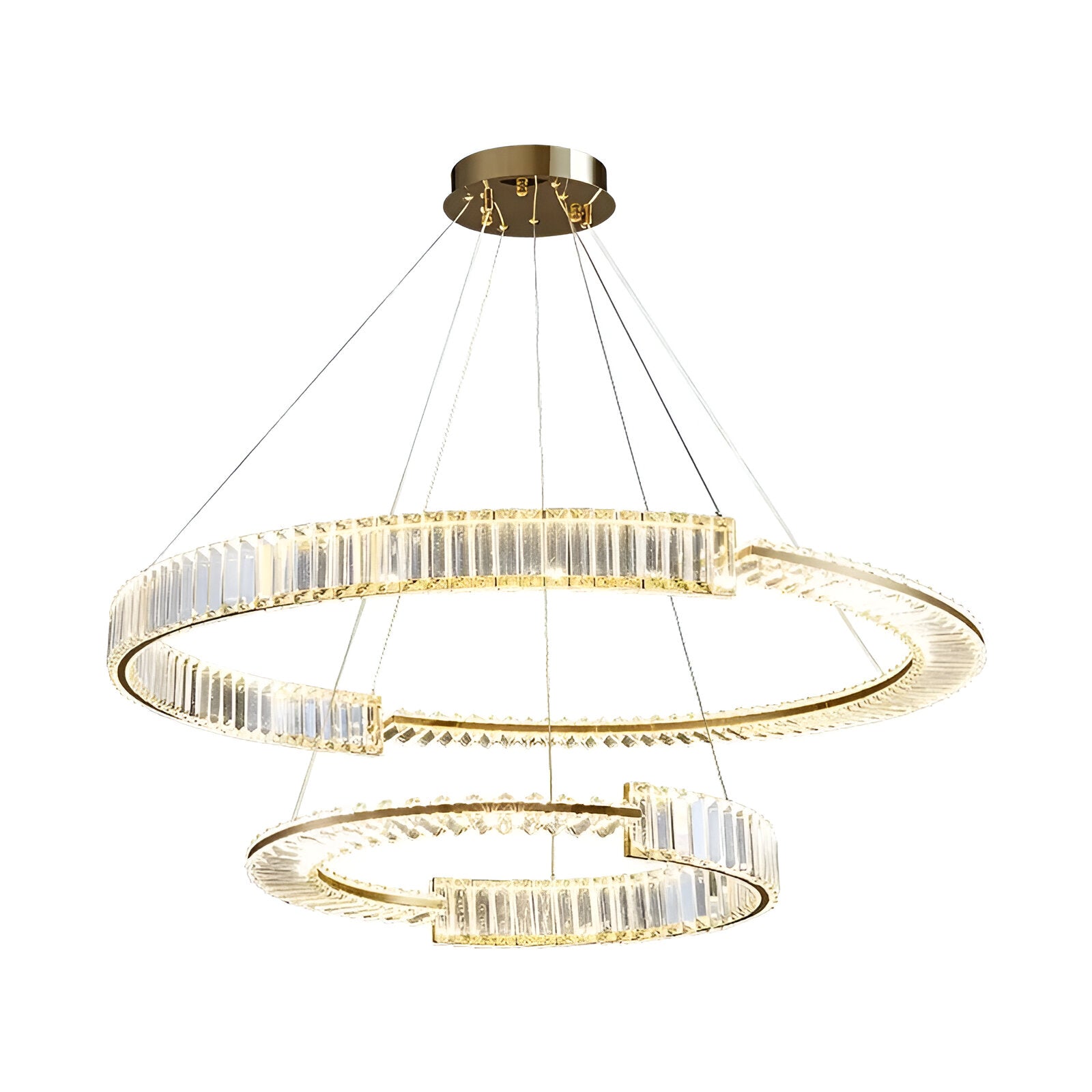 Висящ LED кристален полилей PRISM REGAL 117W, 2 кръга, студена/топла/неутрална светлина, димируем, златист, регулируема по височина Crystal LED полилеи Заглавие по подразбиране Alessandro Design