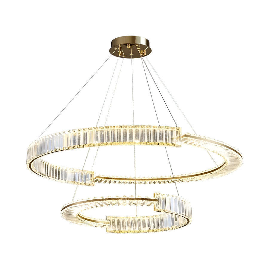 Висящ LED кристален полилей PRISM REGAL 117W, 2 кръга, студена/топла/неутрална светлина, димируем, златист, регулируема по височина Crystal LED полилеи Заглавие по подразбиране Alessandro Design