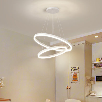 Lustra LED suspendata cu telecomanda CASIANA 41W, 2 Cercuri, lumina Rece/Calda/Neutra, Dimabila, Alb, Inaltime Reglabila Lustre LED cu Telecomanda Default Title Alessandro Design