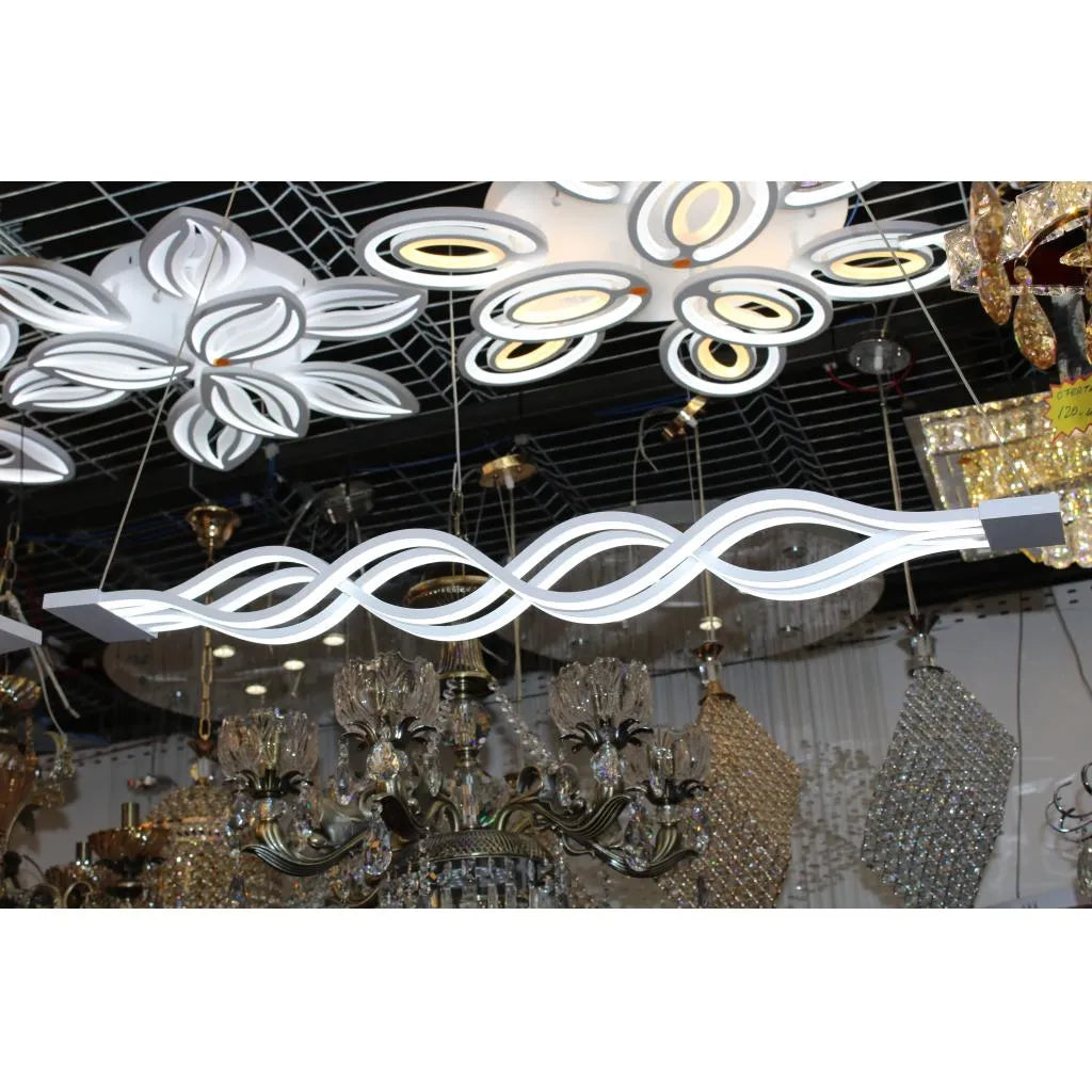 Окачен LED полилей с дистанционно управление WAVE 89W, линейна, студена/топла/неутрална светлина, димируем, бял, регулируема по височина LED полилей с дистанционно управление Заглавие по подразбиране Alessandro Design
