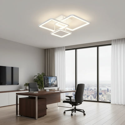 LED полилей с дистанционно управление ZOE, 60W, 3 квадрата, Студена/Топла/Неутрална светлина, Димируем, Бял