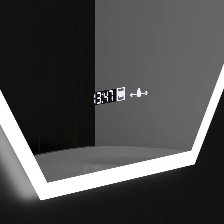Многоъгълно LED огледало, 60X80cm, Hexaluce Marcello MotionGlow сензор, система за обезпотяване, часовник и термометър, Dimabila Marcello огледала Заглавие по подразбиране Alessandro Design