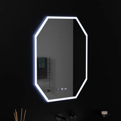 Многоъгълно LED огледало, 60X80cm, Hexaluce Marcello MotionGlow сензор, система за обезпотяване, часовник и термометър, Dimabila Marcello огледала Заглавие по подразбиране Alessandro Design