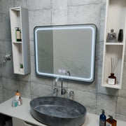 Правоъгълно LED огледало 90x75cm EDGE Touch Demister System, огледала с черна рамка Korman E Заглавие по подразбиране Alessandro Design