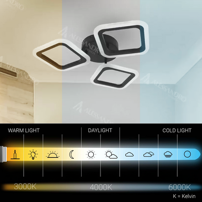LED полилей PULSARIS 40W, 3 квадрата, студена/топла/неутрална светлина, черни LED полилеи Заглавие по подразбиране Alessandro Design