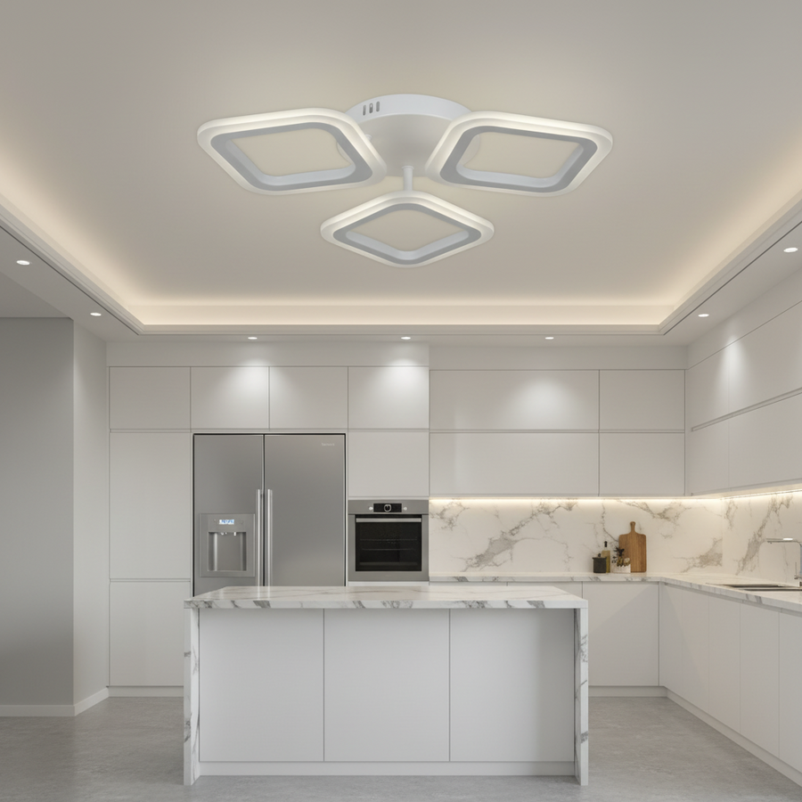 LED полилей ERIKA 20W, 3 квадрата, неутрална светлина 4000k, бял, метални и акрилни LED полилеи Заглавие по подразбиране Alessandro Design