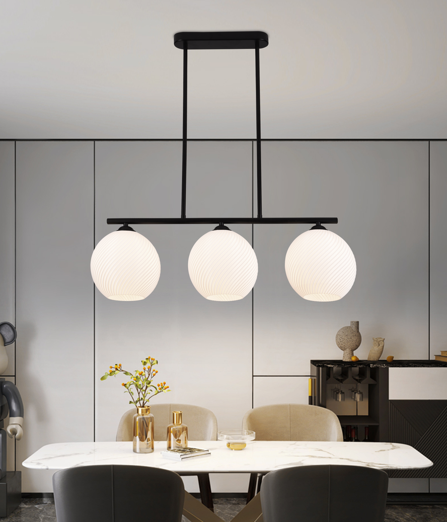 Lustra Suspendata LM520/3BK, 3XE27, 59x20x25, Negru, Alb, Fier, Plexiglas Lustre Moderne Default Title Alessandro Design