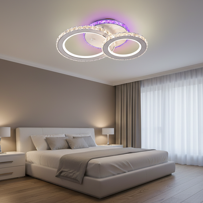 LED полилей с дистанционно управление и кристал NOVA ROTONDA RGB 42W, 2 кръга, Студена/Топла/Неутрална светлина, Димируем, Бял LED полилей с дистанционно управление Default Title Alessandro Design