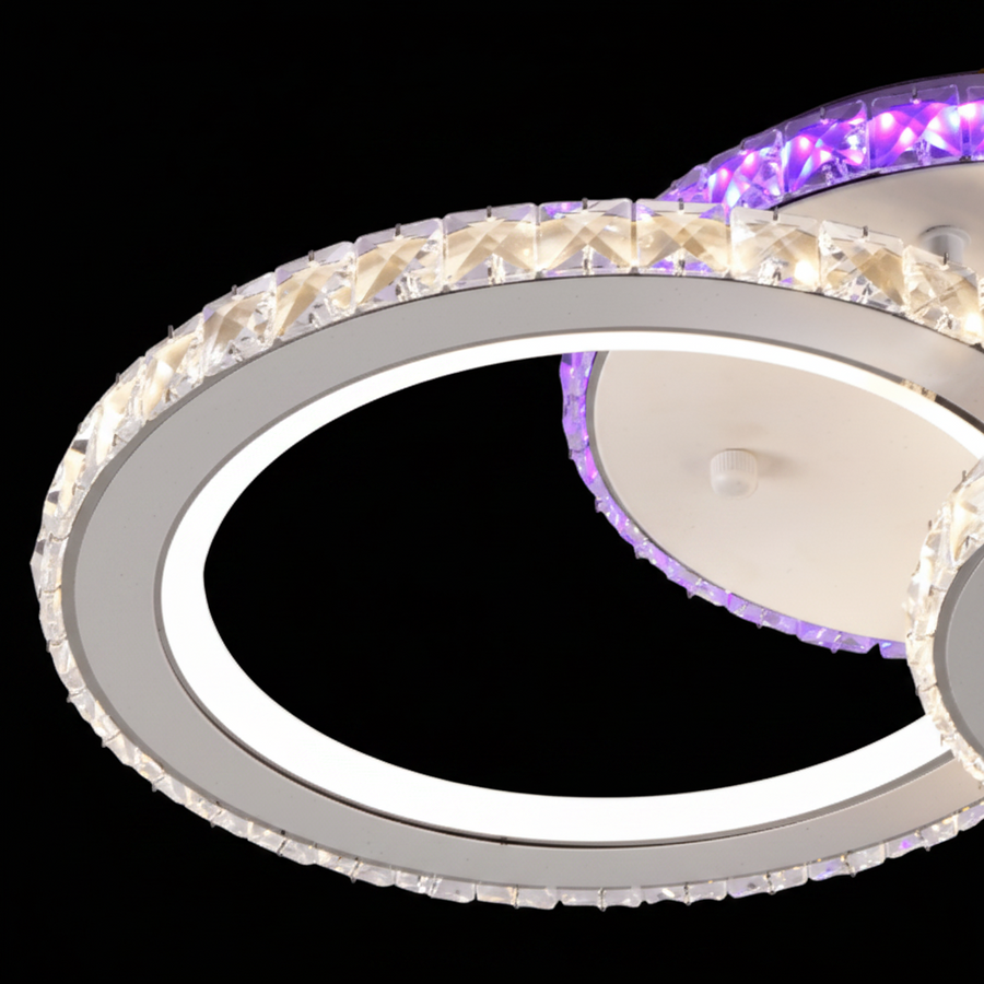 LED полилей с дистанционно управление и кристал NOVA ROTONDA RGB 42W, 2 кръга, Студена/Топла/Неутрална светлина, Димируем, Бял LED полилей с дистанционно управление Default Title Alessandro Design