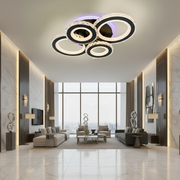 LED полилей с дистанционно управление и кристал NOVA ROTONDA RGB 82W, 4 кръга, студена/топла/неутрална светлина, димиране, черни LED полилеи с дистанционно управление Заглавие по подразбиране Alessandro Design