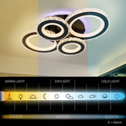 LED полилей с дистанционно управление и кристал NOVA ROTONDA RGB 82W, 4 кръга, студена/топла/неутрална светлина, димиране, черни LED полилеи с дистанционно управление Заглавие по подразбиране Alessandro Design