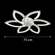 Lustra LED cu telecomanda si cristal FLORA 82W, 6 Petale, lumina Rece/Calda/Neutra, Dimabila, Alb