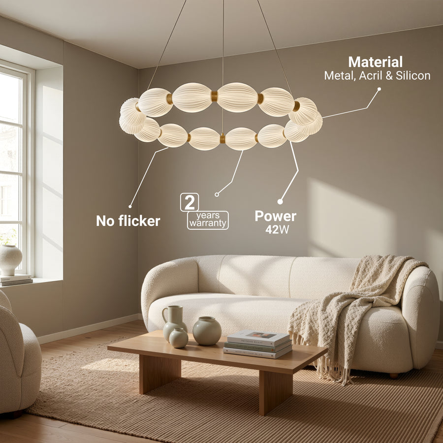 Lustra LED suspendata FAUSTO II, 42W, lumina Rece/Calda/Neutra, Inaltime Reglabila, Auriu Lustre Moderne Default Title Alessandro Design