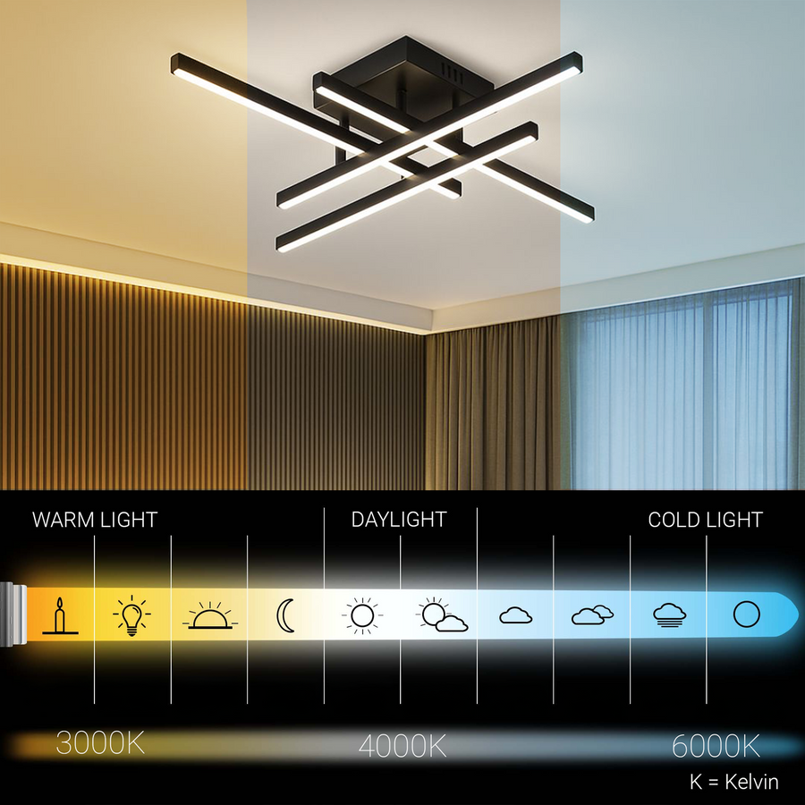 LED полилей с дистанционно управление LINEX, 52W, 4 елемента, линейна, студена/топла/неутрална светлина, димируем, черен LED полилей с дистанционно управление Заглавие по подразбиране Alessandro Design