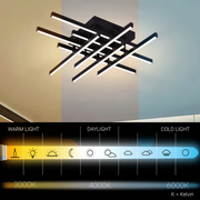 LED полилей с дистанционно управление LINEX, 108W, 8 елемента, студена/топла/неутрална светлина, димируем, черен LED полилей с дистанционно управление Заглавие по подразбиране Alessandro Design