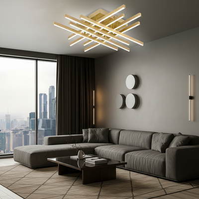 LED полилей с дистанционно управление LINEX, 108W, светлина 3000K/4000K/6000K, димируем, златен