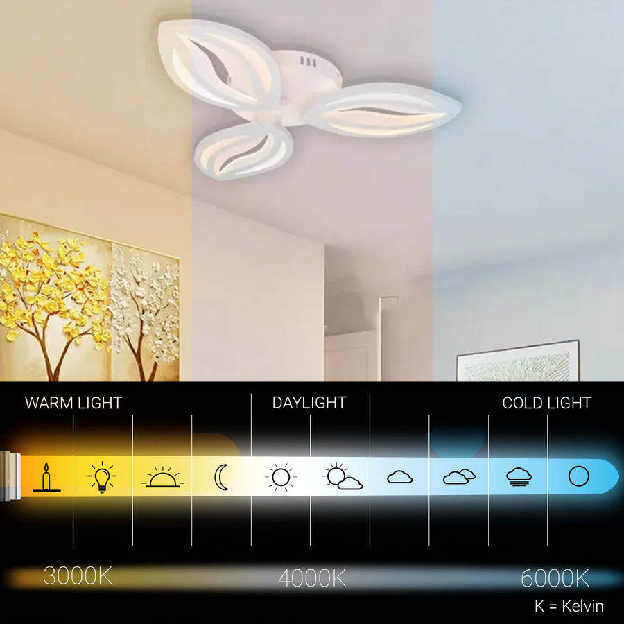 LED полилей с дистанционно управление ORCHID 40W, 3 венчелистчета, студена/топла/неутрална светлина, димиране, бял LED полилей с дистанционно управление Default Title Alessandro Design