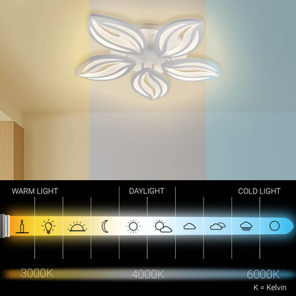 LED полилей с дистанционно управление ORCHID 66W, 5 венчелистчета, Студена/Топла/Неутрална светлина, Димируем, Бял LED полилей с дистанционно управление Default Title Alessandro Design