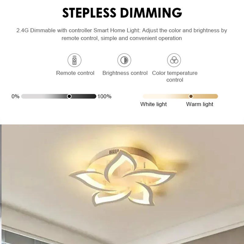 LED полилей с дистанционно управление LOTUS 54W, 5 венчелистчета, студена/топла/неутрална светлина, димируем, бял LED полилей с дистанционно управление Заглавие по подразбиране Alessandro Design