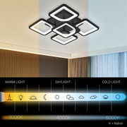 LED полилей с дистанционно управление ZOE 65W, 5 квадрата, студена/топла/неутрална светлина, димируем, черен LED полилей с дистанционно управление Default Title Alessandro Design