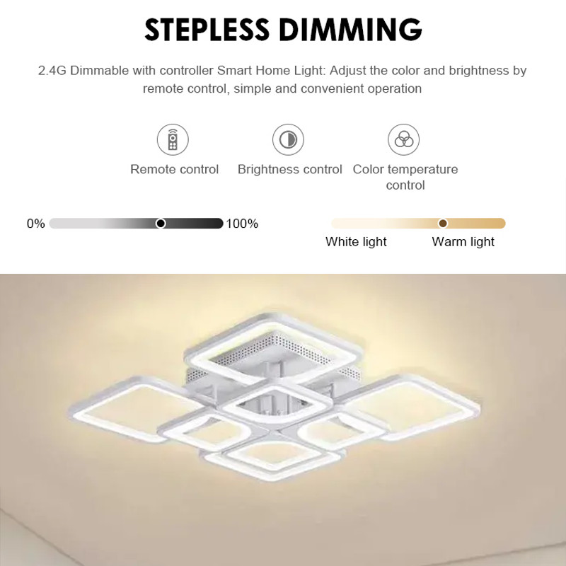 LED полилей с дистанционно управление ZOE 138W, 8 квадрата, студена/топла/неутрална светлина, димируем, бял LED полилей с дистанционно управление Default Title Alessandro Design