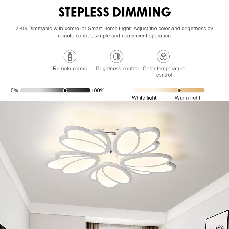 LED полилей с дистанционно управление TULIP 81W, 5 венчелистчета, Студена/Топла/Неутрална светлина, Димируем, Бял LED полилей с дистанционно управление Заглавие по подразбиране Alessandro Design