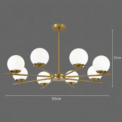 Lustra Clasica NUUK, 93x57cm, 8xE27, Metal si Plastic, Auriu