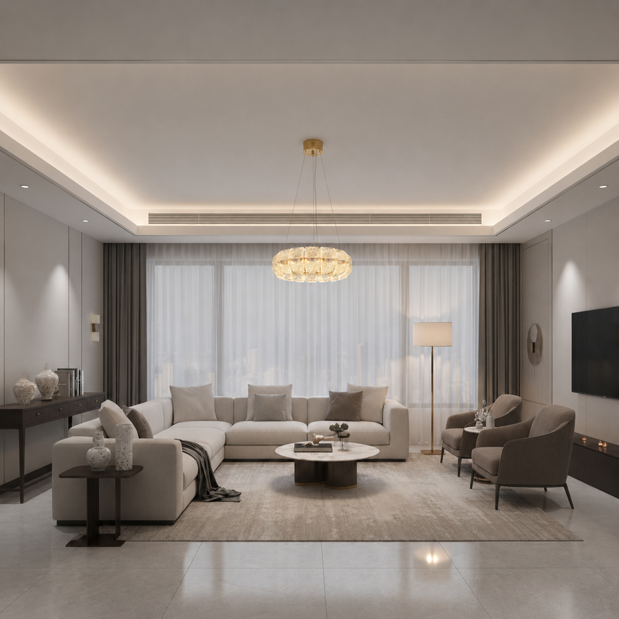 Lustra Cristal MAYON Magno, 60x60cm, 3000K/4000K/6000K, 160W, Metal si Acrilic, Auriu