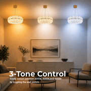Lustra Cristal MAYON Magno, 60x60cm, 3000K/4000K/6000K, 160W, Metal si Acrilic, Auriu