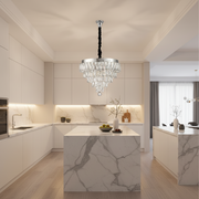Lustra LED Cristal RIGO cu telecomanda Nobile Diametru 39cm, Crom Lucios, Inaltime Reglabila, Metal si Cristal