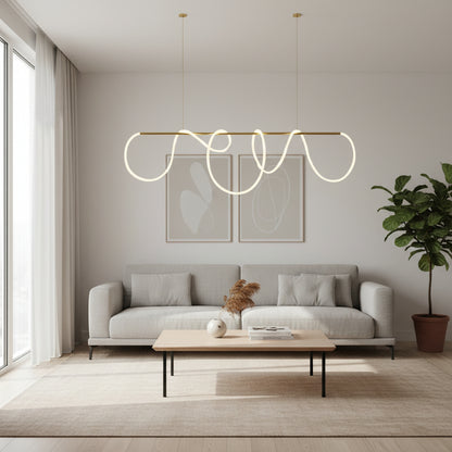 DIVINO LED полилей с гъвкава силиконова тръба - 62W, регулируема светлина, златни модерни полилеи Заглавие по подразбиране Alessandro Design