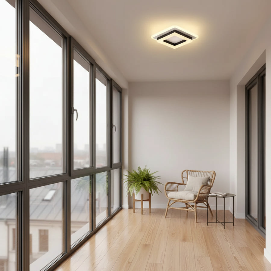 МОДЕРЕН LED полилей 25W, размери 19,5x19,5 см, квадрат, студена/топла/неутрална светлина, черни LED полилеи Заглавие по подразбиране Alessandro Design