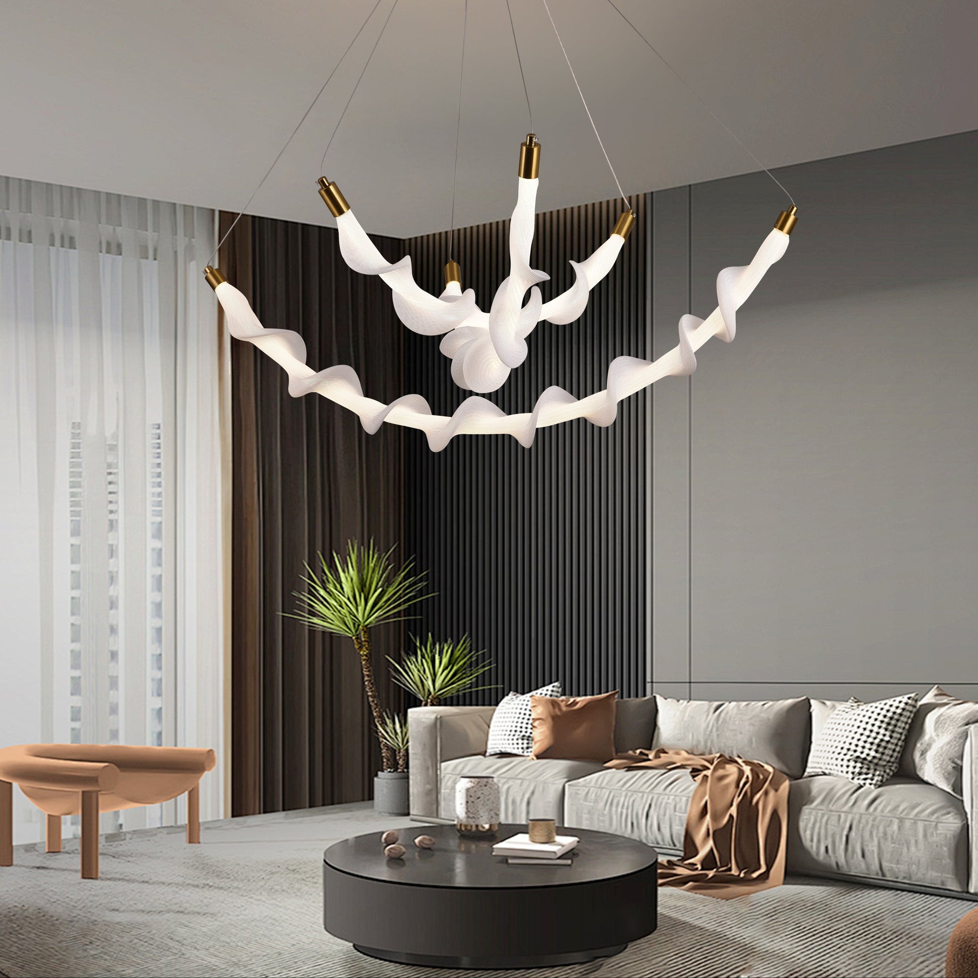 Lustra LED Suspendata Acril UNDA Crown, 28W, Lumina Calda/Neutra/Rece 3000/4000/6000K, Alb, Inaltime Reglabila, Metal si Acril Lustre Moderne Default Title Alessandro Design