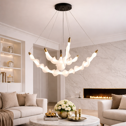 Lustra LED Suspendata Acril UNDA Crown, 28W, Lumina Calda/Neutra/Rece 3000/4000/6000K, Alb, Inaltime Reglabila, Metal si Acril Lustre Moderne Default Title Alessandro Design