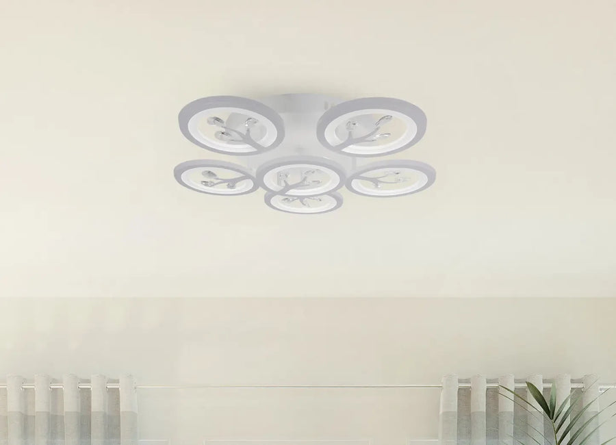 LED полилей с дистанционно управление и кристал DAISY 78W, 6 елемента, студена/топла/неутрална светлина, димируем, бял LED полилей с дистанционно управление Default Title Alessandro Design