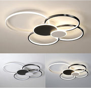 LED полилей с дистанционно управление, KILLIAN, 74W, 6 кръга, студена/топла/неутрална светлина 3000K/4000K/6000K, димиране, черно и бяло, метални и акрилни LED полилеи с дистанционно управление Заглавие по подразбиране Alessandro Design