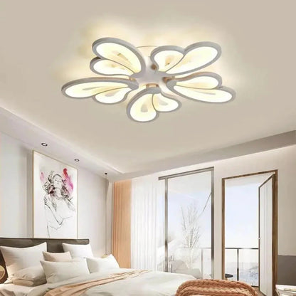 LED полилей с дистанционно управление BLOSSOM 95W, 5 венчелистчета, студена/топла/неутрална светлина 3000K/4000K/6000K, димируеми, бели, метални и акрилни LED полилеи с дистанционно управление Заглавие по подразбиране Alessandro Design