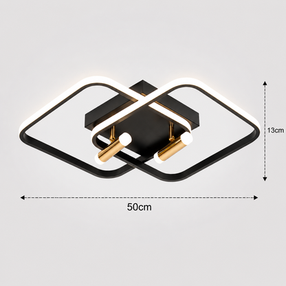 Lustra LED cu telecomanda SOLA, 2 surse, 3000K/4000K/6000K, 108W, Metal și Silicon, Negru