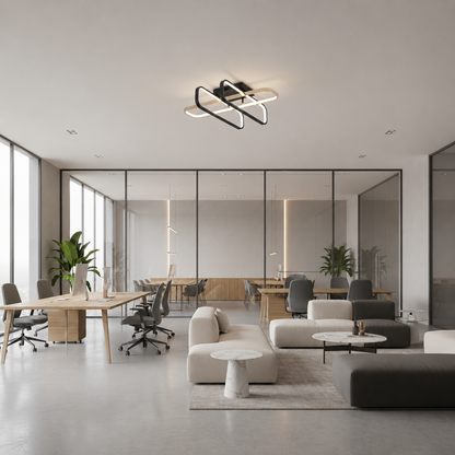 Lustra LED cu telecomanda TRANBERG, 3 surse(2negre+1auriu), 3000K/4000K/6000K, 152W, Metal și Plastic, Negru