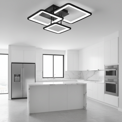 Lustra LED cu telecomanda ZOE 60W, 3 Patrate, lumina Rece/Calda/Neutra, Dimabila, Negru Lustre LED cu Telecomanda Default Title Alessandro Design